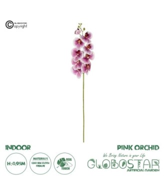 GloboStar® Artificial Garden PINK ORCHID BRANCH 21407 Τεχνητό Διακοσμητικό Κλαδί Ροζ Ορχιδέα Y95cm